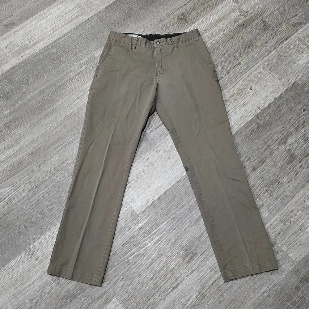 Volcom Brown Modern Stretch Straight Leg Pants Men's Jeans Size 28